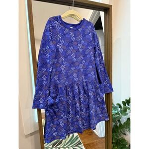Tea Collection 8 Girls' Blue Floral Pattern Long Sleeve Dress